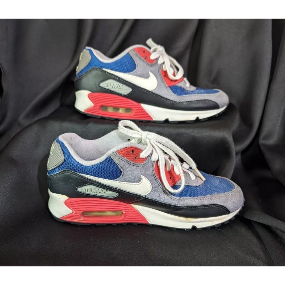 Nike W'S Air Max 90 'Dark Royal Blue Red Grey 325213-406 Women’s Size 8